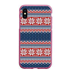 Чехол iPhone XS Max матовый Knitted Pattern, цвет: 3D-малиновый