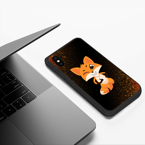 Чехол iPhone XS Max матовый Fox - Winking - Noise / 3D-Черный – фото 3