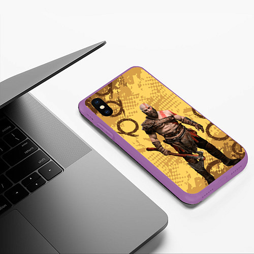 Чехол iPhone XS Max матовый God of War Kratos Год оф Вар Кратос / 3D-Фиолетовый – фото 3