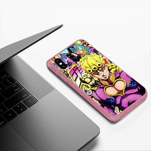 Чехол iPhone XS Max матовый JoJos Bizarre Adventure - Джорно Джованна / 3D-Малиновый – фото 3