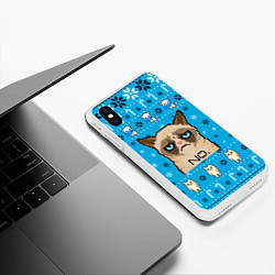 Чехол iPhone XS Max матовый Grumpy КОТ МЕМ НОВОГОДНИЙ, цвет: 3D-белый — фото 2