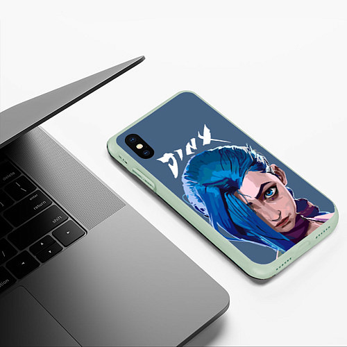 Чехол iPhone XS Max матовый Jinx Arcane / 3D-Салатовый – фото 3