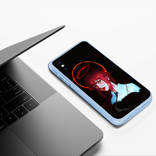 Чехол iPhone XS Max матовый Макима кровавый ангел Человек бензопила / 3D-Голубой – фото 3