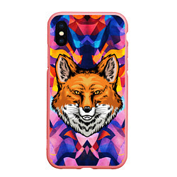 Чехол iPhone XS Max матовый АБСТРАКЦИЯ И ГОЛОВА ЛИСЫ FOX HEAD, цвет: 3D-баблгам