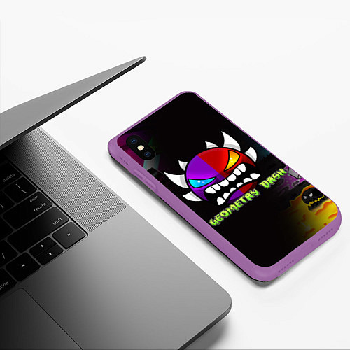 Чехол iPhone XS Max матовый Geometry Dash: Demon Art / 3D-Фиолетовый – фото 3