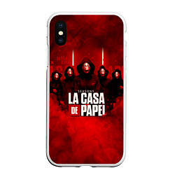 Чехол iPhone XS Max матовый БУМАЖНЫЙ ДОМ - LA CASA DE PAPEL - BELLA CIAO, цвет: 3D-белый