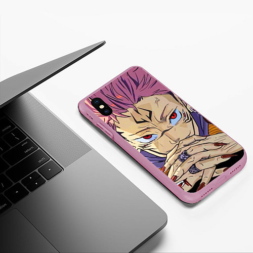 Чехол iPhone XS Max матовый Jujutsu Kaisen Магическая битва - Сукуна / 3D-Розовый – фото 3