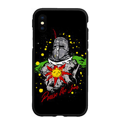 Чехол iPhone XS Max матовый Praise the Sun! Dark Souls, цвет: 3D-черный