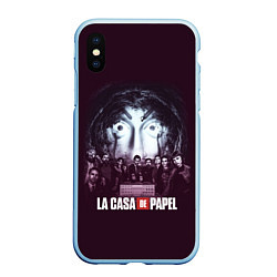 Чехол iPhone XS Max матовый БУМАЖНЫЙ ДОМ ПЕРСОНАЖИ - LA CASA DE PAPEL, цвет: 3D-голубой