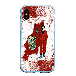 Чехол iPhone XS Max матовый БУМАЖНЫЙ ДОМ КРАСКА- LA CASA DE PAPEL BELLA CIAO, цвет: 3D-голубой