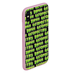 Чехол iPhone XS Max матовый Geometry Dash: Green Pattern Logo, цвет: 3D-розовый — фото 2