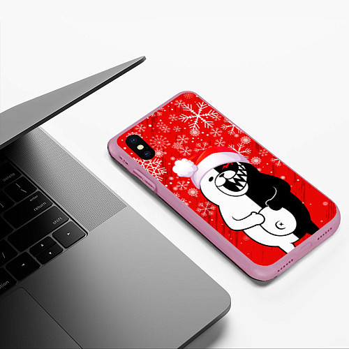 Чехол iPhone XS Max матовый НОВОГОДНИЙ MONOKUMA / 3D-Розовый – фото 3