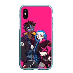 Чехол iPhone XS Max матовый Ekko and Jinx, цвет: 3D-мятный