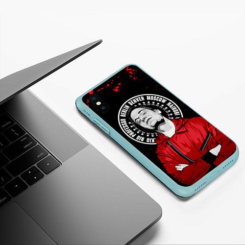 Чехол iPhone XS Max матовый БУМАЖНЫЙ ДОМ BERLIN БЕРЛИН / 3D-Мятный – фото 3
