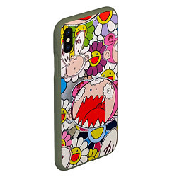 Чехол iPhone XS Max матовый Takashi Murakami кричащий арт, цвет: 3D-темно-зеленый — фото 2