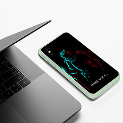Чехол iPhone XS Max матовый Dark Souls NEON Силуэт, цвет: 3D-салатовый — фото 2