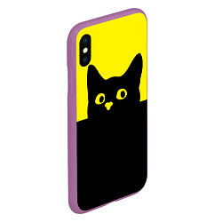 Чехол iPhone XS Max матовый Котик голова кота, цвет: 3D-фиолетовый — фото 2