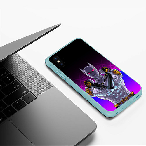 Чехол iPhone XS Max матовый JOJO KILLER QUEEN КОРОЛЕВА УБИЙЦА FIRE STYLE / 3D-Мятный – фото 3