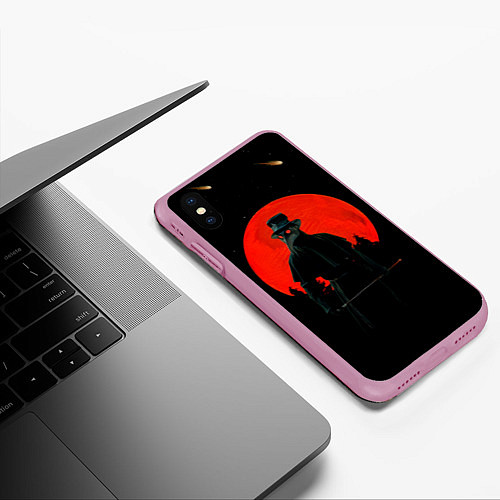 Чехол iPhone XS Max матовый Plague doctor ЧУМНОЙ ДОКТОР / 3D-Розовый – фото 3