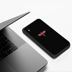 Чехол iPhone XS Max матовый Стрекоза Red Neon Theme, цвет: 3D-черный — фото 2