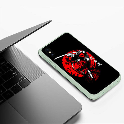 Чехол iPhone XS Max матовый МОТО САМУРАЙ С КАТАНОЙ JAPAN SAMURAI / 3D-Салатовый – фото 3