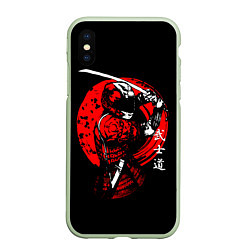 Чехол iPhone XS Max матовый МОТО САМУРАЙ С КАТАНОЙ JAPAN SAMURAI, цвет: 3D-салатовый