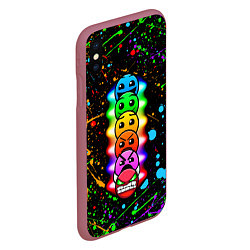 Чехол iPhone XS Max матовый Geometry Dash: Splashes of Paint, цвет: 3D-малиновый — фото 2