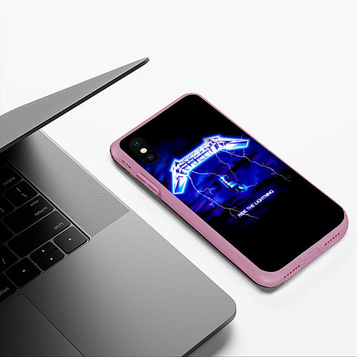Чехол iPhone XS Max матовый Ride the Lightning - Metallica / 3D-Розовый – фото 3