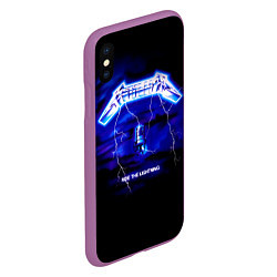 Чехол iPhone XS Max матовый Ride the Lightning - Metallica, цвет: 3D-фиолетовый — фото 2