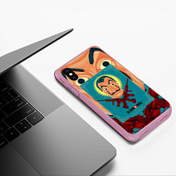 Чехол iPhone XS Max матовый БУМАЖНЫЙ ДОМ ПОСТЕР, МАСКА ДАЛИ ЛОГО, цвет: 3D-розовый — фото 2