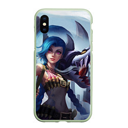 Чехол iPhone XS Max матовый ЛИГА ЛЕГЕНД ДЖИНКС JINX, цвет: 3D-салатовый