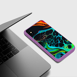 Чехол iPhone XS Max матовый Огни большого города, цвет: 3D-фиолетовый — фото 2