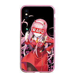Чехол iPhone XS Max матовый 02, ZERO TWO, DARLING IN THE FRANXX, цвет: 3D-розовый