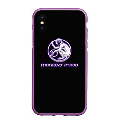 Чехол iPhone XS Max матовый Monkeys mood, цвет: 3D-фиолетовый