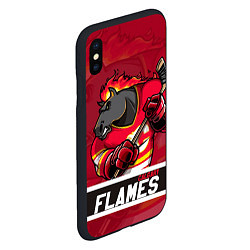 Чехол iPhone XS Max матовый Калгари Флэймз, Calgary Flames, цвет: 3D-черный — фото 2