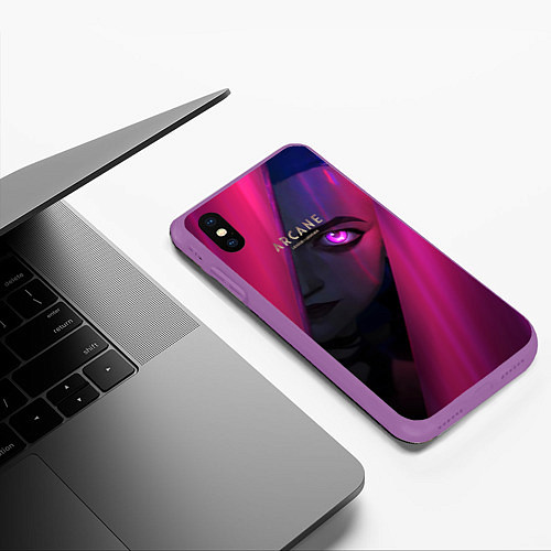 Чехол iPhone XS Max матовый ArcaneДжинкc / 3D-Фиолетовый – фото 3