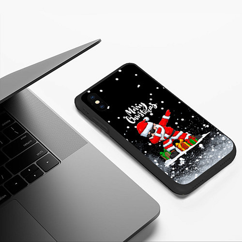 Чехол iPhone XS Max матовый Santa Dabbing с подарками / 3D-Черный – фото 3