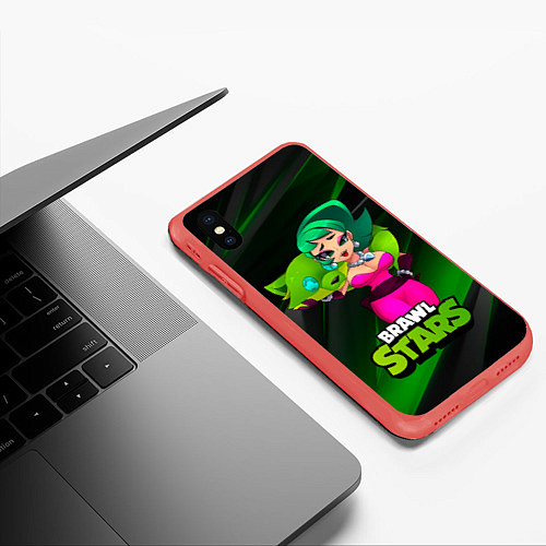Чехол iPhone XS Max матовый LOLA BRAWLSTARS dark green / 3D-Красный – фото 3