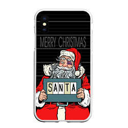 Чехол iPhone XS Max матовый Merry Christmas: Санта с синяком, цвет: 3D-белый