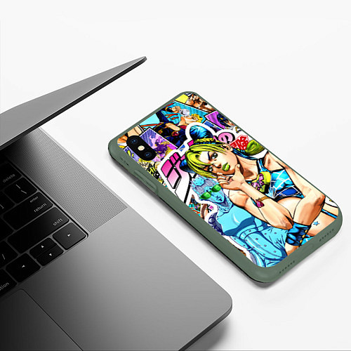 Чехол iPhone XS Max матовый JoJos Bizarre Adventure - Джолин Кудзё / 3D-Темно-зеленый – фото 3