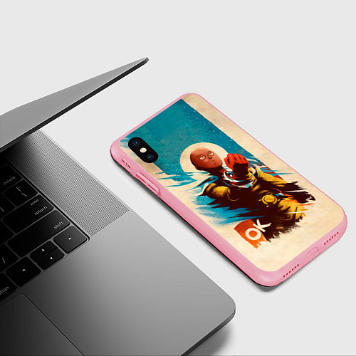 Чехол iPhone XS Max матовый One Punch-Man Эпичный Сайтама / 3D-Баблгам – фото 3