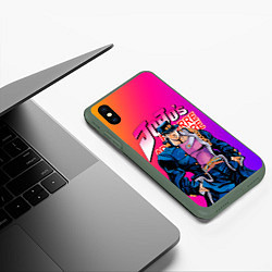 Чехол iPhone XS Max матовый JOJO BIZARRE ADVENTURE ДЖО ДЖО ГРАДИЕНТ, цвет: 3D-темно-зеленый — фото 2