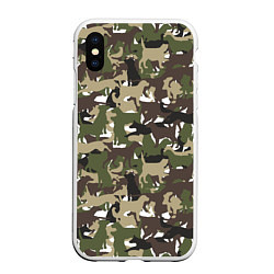Чехол iPhone XS Max матовый Камуфляж из Собак Camouflage, цвет: 3D-белый