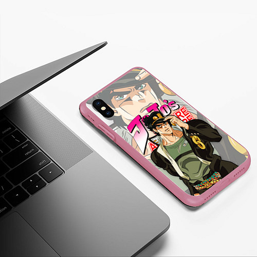 Чехол iPhone XS Max матовый JOJO BIZARRE ADVENTURE ДЖОДЖО / 3D-Малиновый – фото 3