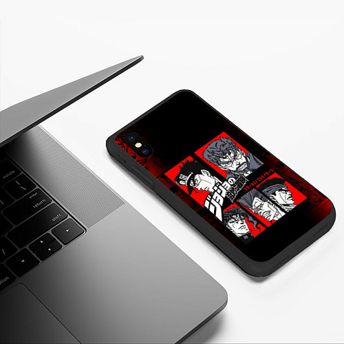 Чехол iPhone XS Max матовый JOJO BIZARRE ADVENTURE ДЖОДЖО АРТ / 3D-Черный – фото 3