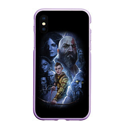 Чехол iPhone XS Max матовый GOD OF WAR РАГНАРЁК, цвет: 3D-сиреневый