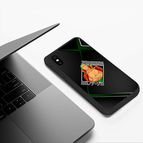Чехол iPhone XS Max матовый Ван-Пис One Piece, Зоро Ророноа Zoro Roronoa / 3D-Черный – фото 3