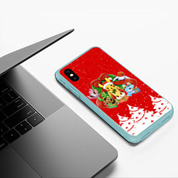 Чехол iPhone XS Max матовый НОВОГОДНИЕ ГЕРОИ ПОКЕМОНЫ 2022, цвет: 3D-мятный — фото 2