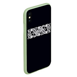 Чехол iPhone XS Max матовый Вязь Викингов, цвет: 3D-салатовый — фото 2