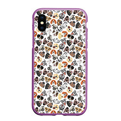Чехол iPhone XS Max матовый Разные Породы собаки, цвет: 3D-фиолетовый